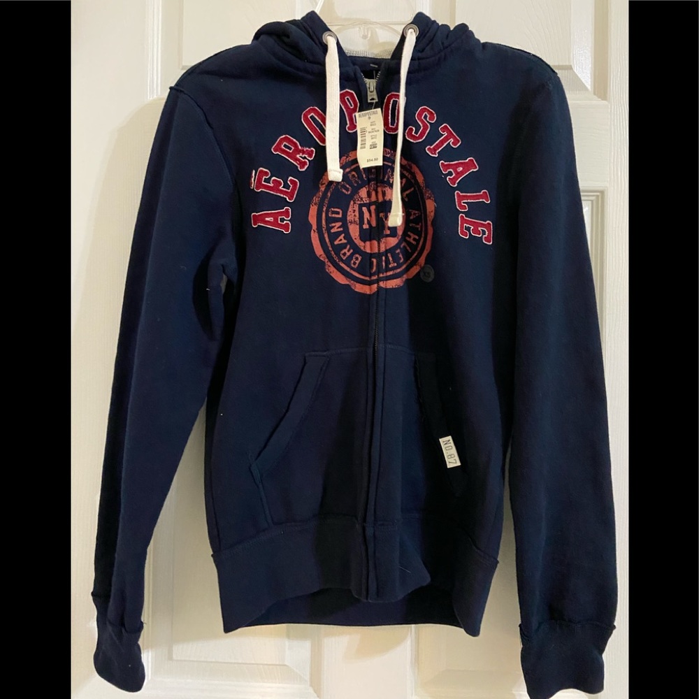 NWT Aeropostale Men’s Navy Full Zip Hoodie Sweatshirt sz XS